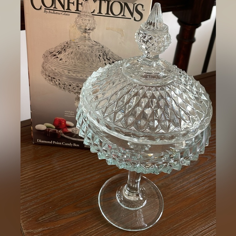 Vintage Indiana Glass Diamond Point Candy Dish